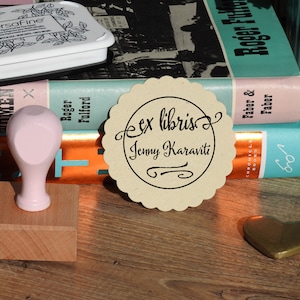 Ex Libris Not Quite Encircled Personal Library Stamp -Bookplate Stamp - Rubber Stamp - Personalized Stamp - Gift Stamp