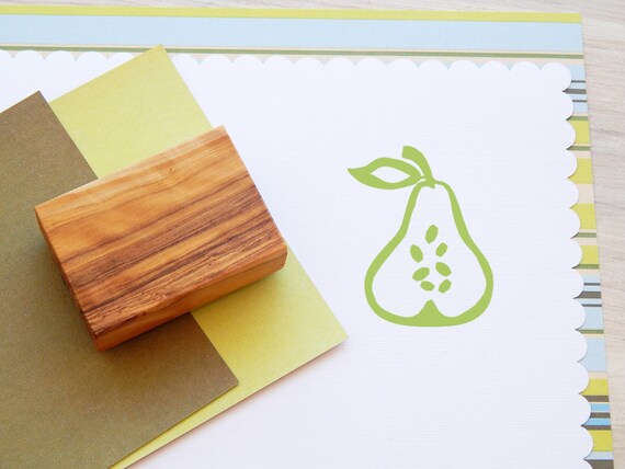 Pear Outline Olive Wood Stamp Etsy