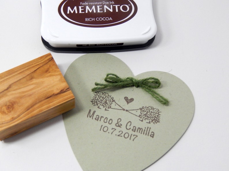 Custom Hedgehogs in Love Olive Wood Stamp