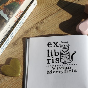 Lovable Cat Ex Libris Stamp - Book Stamp - Rubber Stamp - Library Stamp -  Personalized Stamp - Cat Lover Gift - Cat Stamp