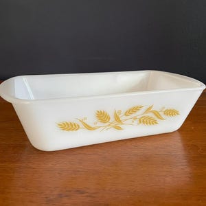Vintage Sears Milk Glass Golden Wheat Pattern Bread Dish