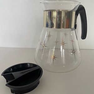 Vintage Mid Century Modern Corning Ware Coffee Carafe with &quot;Atomic Starburst&quot; pattern