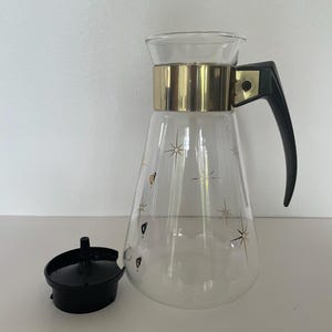 Vintage Mid Century Modern Corning Ware Coffee Carafe with &quot;Atomic Starburst&quot; pattern