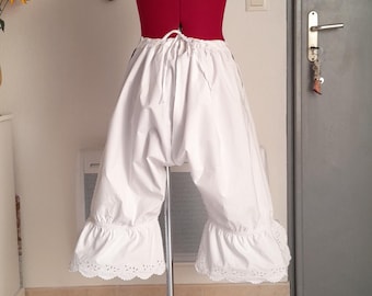 Bonitas bragas largas francesas antiguas con monograma y entrepierna abierta, de 1900.