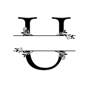 Monograma dividido con letras A-Z, SVG, PNG, JPEG y PDF. Espacio amplio y limpio para marcadores, fuente serif, detalles Vine. Diseño para Cricut y sublimación. El mejor.