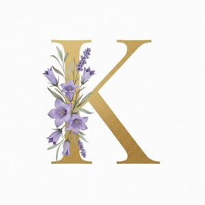 Elegante monograma de letras A-Z 0-9 con campanillas (svg, png, jpeg, pdf) Archivo digital para decoración de bodas, camisetas, arte mural y personalización.