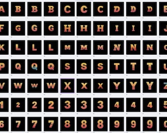 90s Retro Font: Alphabet & Numbers Clipart (Digital Download)