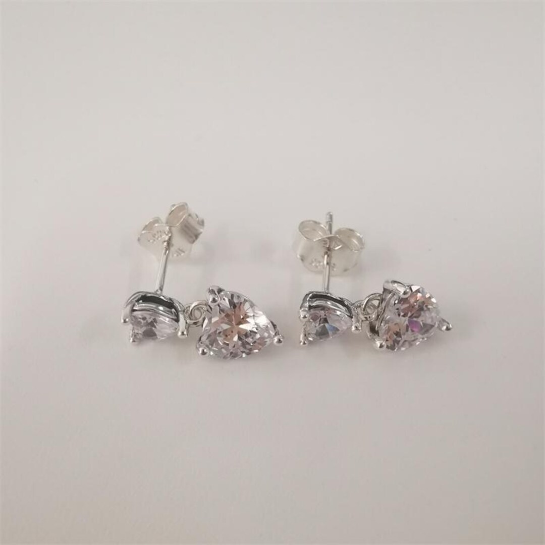 PANDORA ダブルハートスパークリングスタッドピアス Double Heart Sparkling Stud Earrings | スターリングシルバー