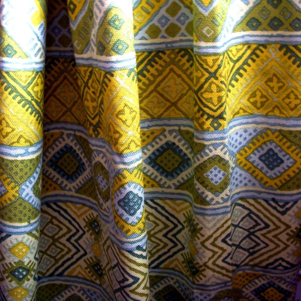 60s mid century modern drapery panels  Jack Lenor Larsen style linen weave psychedelic glam 1960 1970 perfect solution for that modern house you bought but can't find the the right curtains also yardage for upholstery