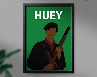 Huey P Newton Minimalist Art - Black Panther Party - Digital Download