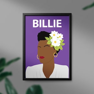 Billie Holiday Minimalist Poster - Iconic Faces Portrait - Digital Print