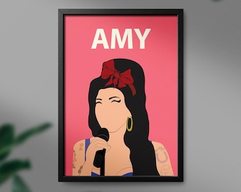 Arte minimalista de Amy Winehouse: arte mural imprimible, póster musical, decoración del hogar, descarga instantánea