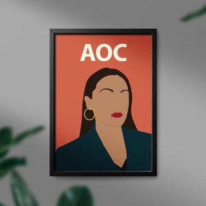 Alexandria Ocasio-Cortez Minimalist Poster - Iconic Faces Portrait - AOC - Democrat  - Digital Print