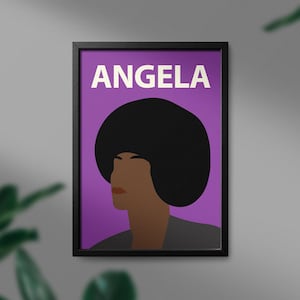 Angela Davis Minimalist Poster - Iconic Faces - Activist Portrait, Digital Download