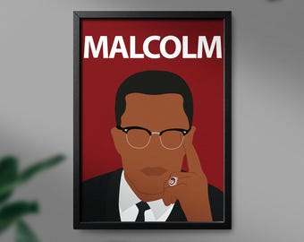 Malcolm X Art Print: burgerrechtenleider, zwarte geschiedenis (digitale download)