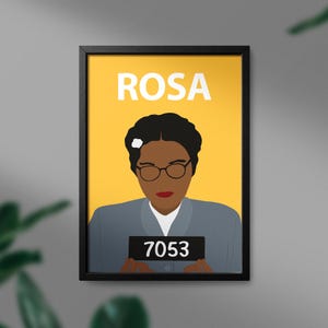 Rosa Parks Wall Art Print, Civil Rights Leader Digital Art, Inspirational Home Decor, Black History Month Instant Download Gift