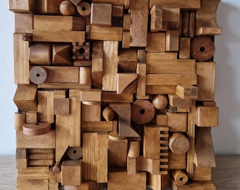 3D Wood Wall Art, Geometric Wooden Wall Sculpture, Modern Handmade Abstract, Rustic Decor