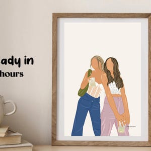 Freunde Illustration Digital personalisierte Geschenk Kunst Digitale Porträts von Foto gesichtslosen Illustrationen