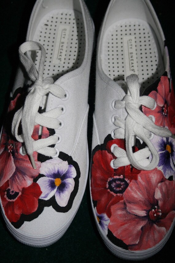 flowers painted on shoes