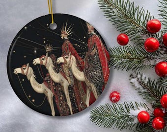 Three Wise Men Nativity Ornament – Three Kings Nativity Ceramic Decoration, Religious Christmas Ornament, Epiphany Gift Keepsake