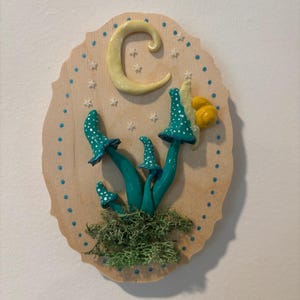 Enchanted Mushroom Moon Sculpture – Mystical Forest Decor, Fairycore Art, Handmade Cottagecore Gift