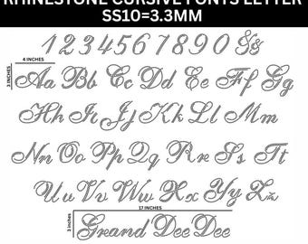 Fonte cursiva com strass, letras do alfabeto, cursiva, escrita à mão, silhueta de fonte sofisticada, modelo Cricut SVG para download, arquivo digital recortado SS10