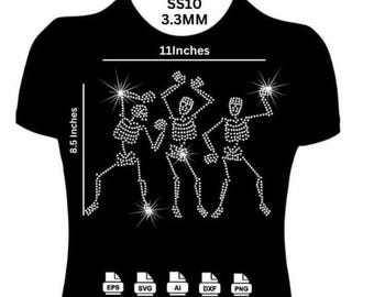 Design de strass de esqueletos dançantes: Halloween assustador (download digital)