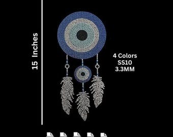 Design de strass com mau-olhado: transferência para roupas (download digital)