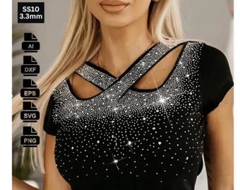 Folha de molde de strass: SS10 - 3,3 mm (arquivo de corte digital SVG DXF AI)