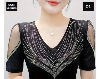 Modelo de decote personalizado com strass: download digital (arquivo SVG, pedras SS10)