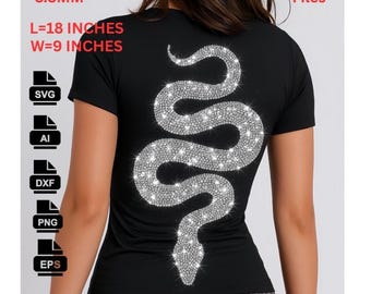 Molde de strass de cobra SVG: Transferência termocolante para camisa de cobra (tamanho SS10)