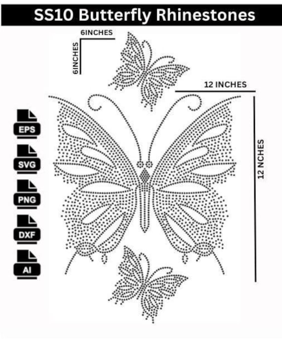 Butterfly Rhinestone Template, ss10 Rhinestone Shirt (svg, dxf, eps, cdr)