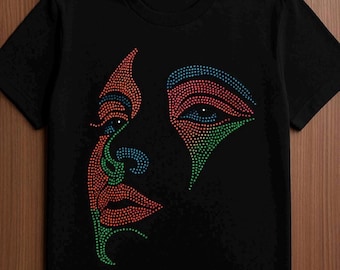 Design de strass para camisa com 3 cores, modelo de strass em formato de esboço, download digital instantâneo em SVG, EPS e AI.