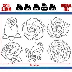 Rose Flower Bling Rhinestone Template SS10 Instant Digital Download
