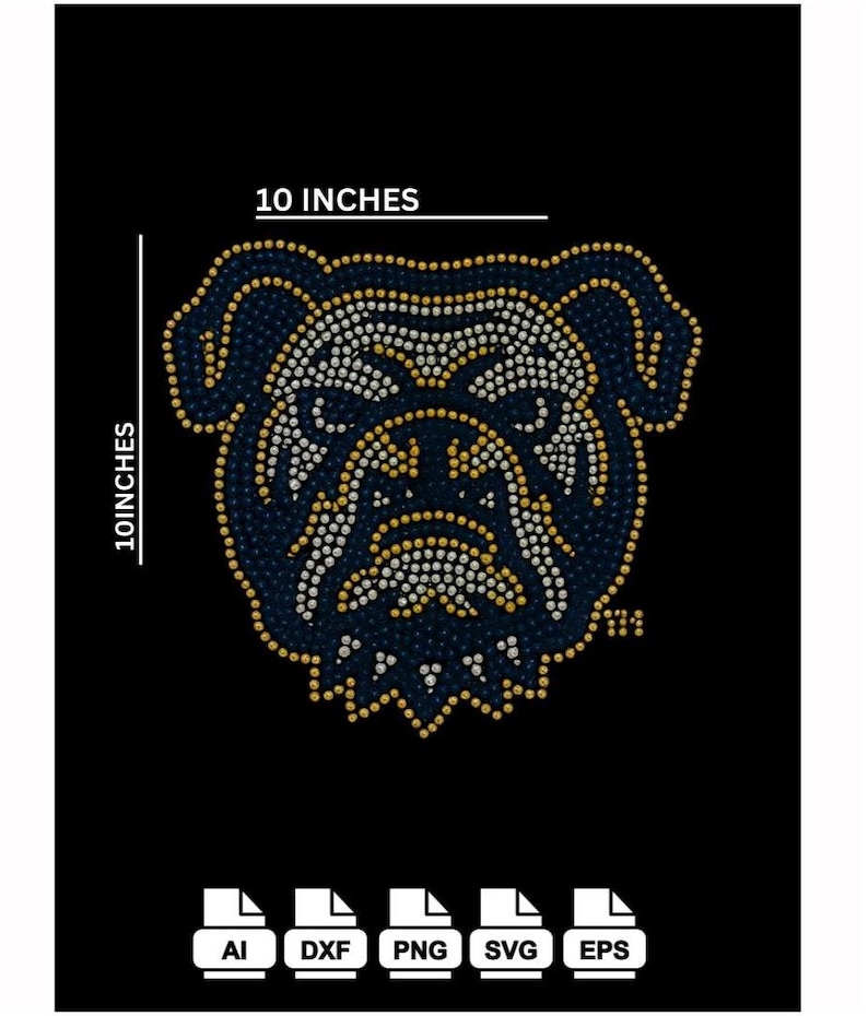 3 Colors Bulldog Rhinestone Template Ss10 Digital Files - Etsy