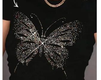 Modello di farfalla con strass SS10 SS6 Svg Download istantaneo digitale Modello Cricut Silhouette