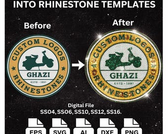 Transforme seu logotipo em um design com strass | Strass personalizados | Arquivos digitais