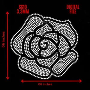 Rose rhinestone template digital instant download, cut file svg, eps, png.