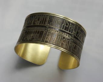 New Orleans French Quarter Etched Cuff Bracelet Jewelry of Historical Map