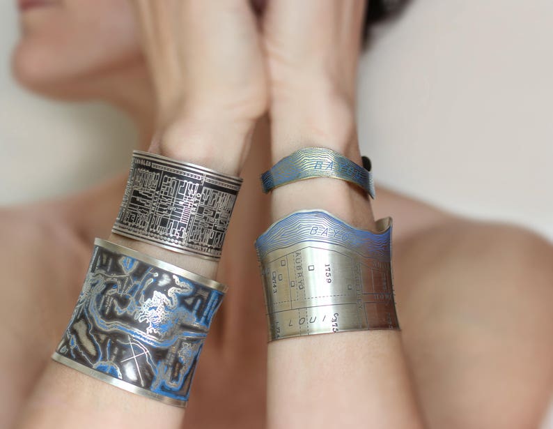 Nine Muses Cuff Bracelet of New Orleans Historical Map image 2