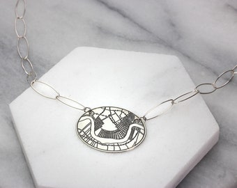 Crescent City Etched Necklace of New Orleans Map