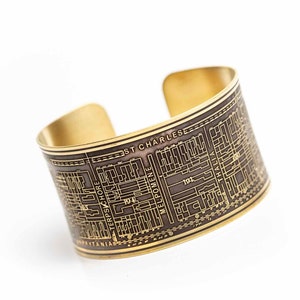 Nine Muses - Cuff Bracelet of New Orleans Historical Map