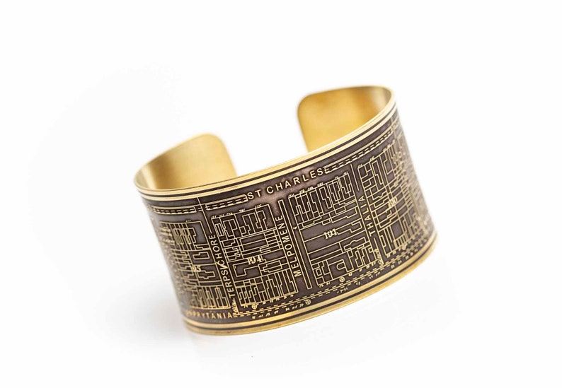 Nine Muses Cuff Bracelet of New Orleans Historical Map image 1