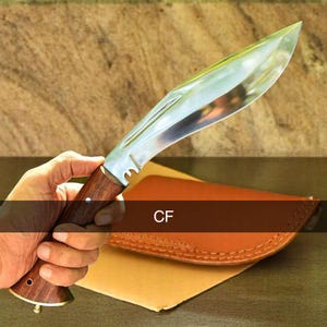 Handmade Kukri Knife: High Polish Carbon Steel Blade, Leather Sheath