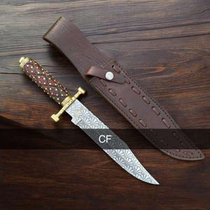 Custom Hand Forged J2 Steel Bowie Knife  Etched Blade Wood Handle, Collectible With Sheath  Gift for Him Gift for Husband Unique Knife