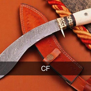 Handmade Damascus Steel Kukri Knife , Hand Forged Hunting Kukri Knife With Sheath Gift For Him , Gift For Dad