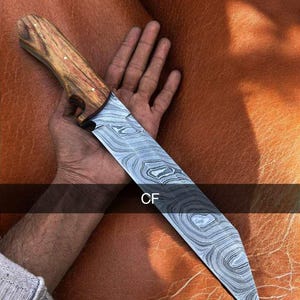Couteau Seax extérieur Viking avec lame en acier damas fait main avec gaine, cadeau pour lui, cadeau pour papa, cadeaux de Noël