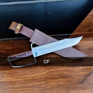 D-Guard Bowie Knife: Hand-Forged 5160 Carbon Steel, Rosewood Handle