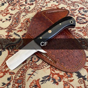 Hand Forged D2 Steel Bull Cutter Knife with Leather Sheath