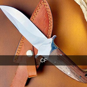 Handmade High Polish Hunting Knife: Stainless Steel Bushcraft Knife with Leather Sheath